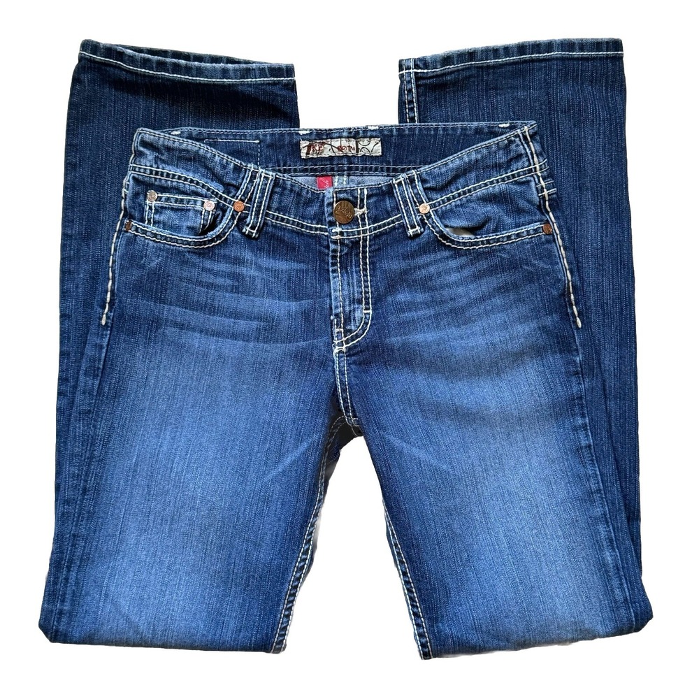 BKE Jeans Womens 27 Blue Britni Boot Cut Zip Fly Stretch Denim 8"Rise Retro/Y2K